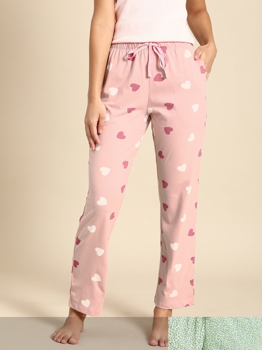 

Dreamz by Pantaloons Women Pack of 2 Printed Lounge Pants, Pink