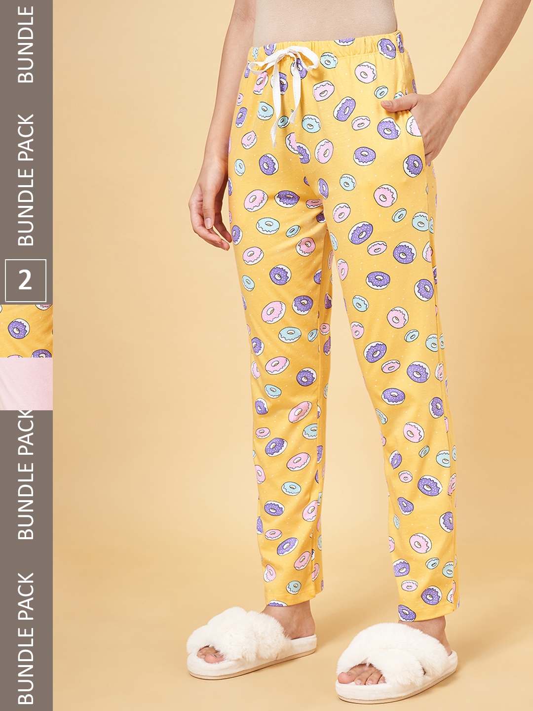 

Dreamz by Pantaloons Pack of 2 Women Cotton Cropped Lounge Pants, Yellow