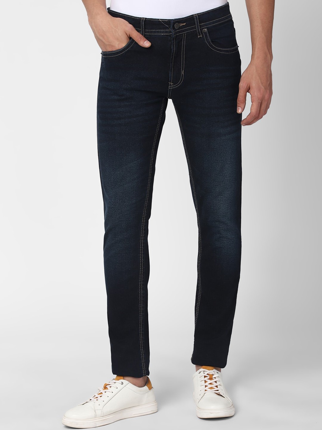 

Peter England Casuals Men Navy Blue Skinny Fit Light Fade Jeans
