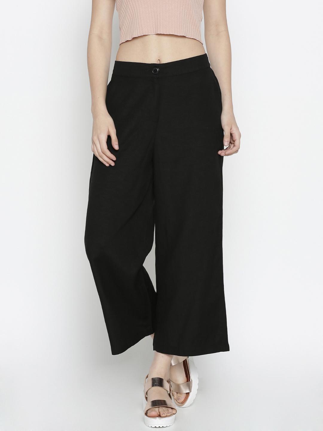 

Global Desi Women Black Parallel Trousers