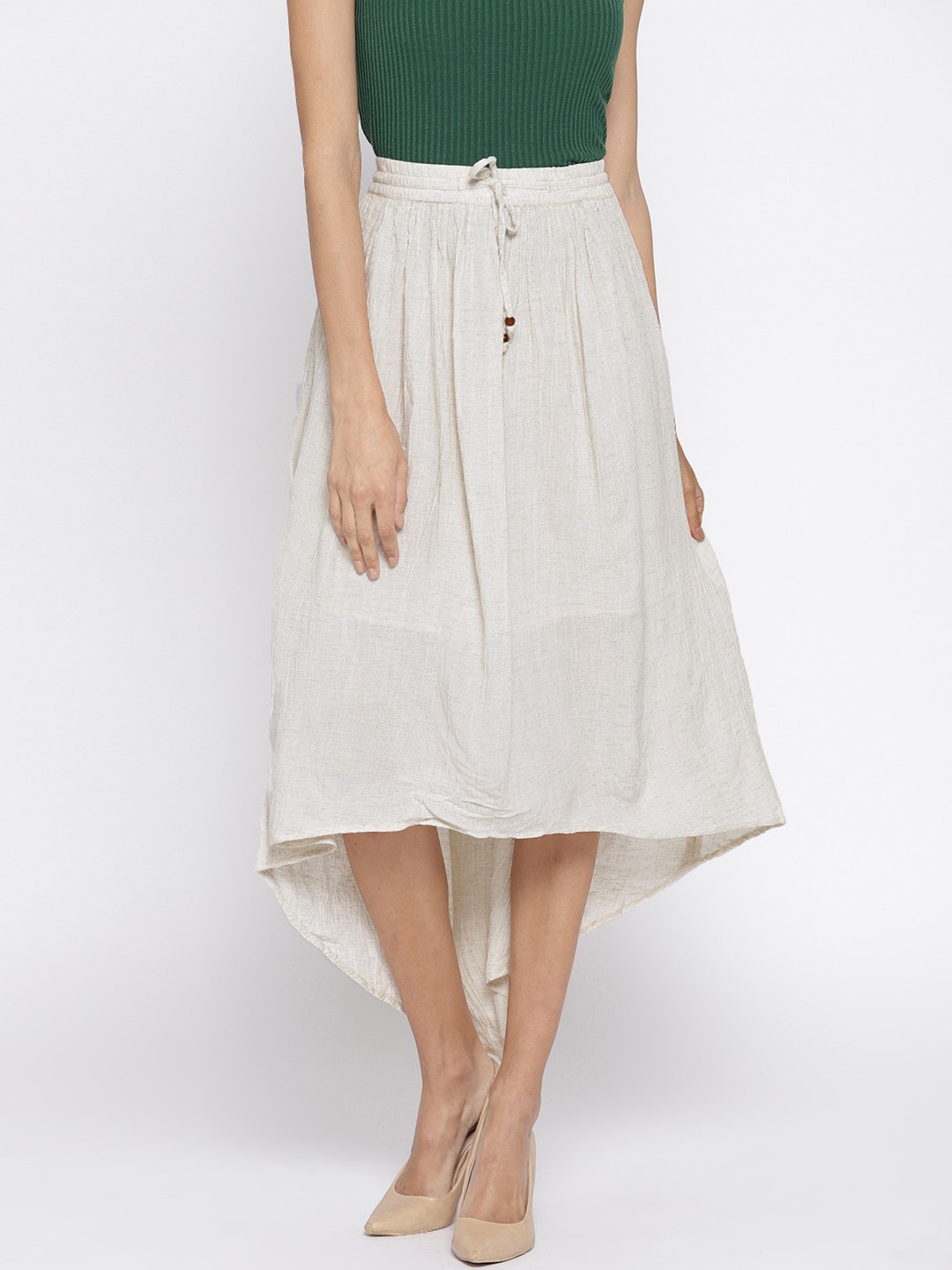

Global Desi Off-White Speckled High-low Skirt