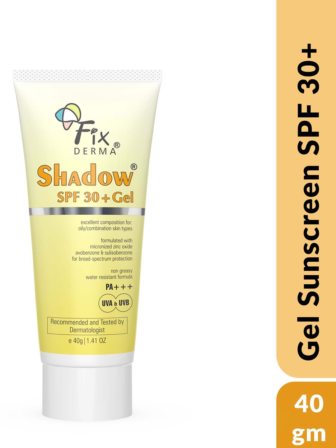 

FIXDERMA Shadow Sunscreen SPF 30+ Gel for Oily Skin with PA+++ Protection - 40 g, White