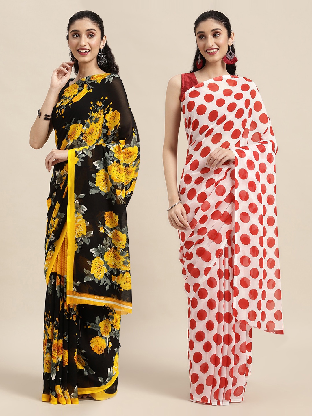 

KALINI White & Red Saree