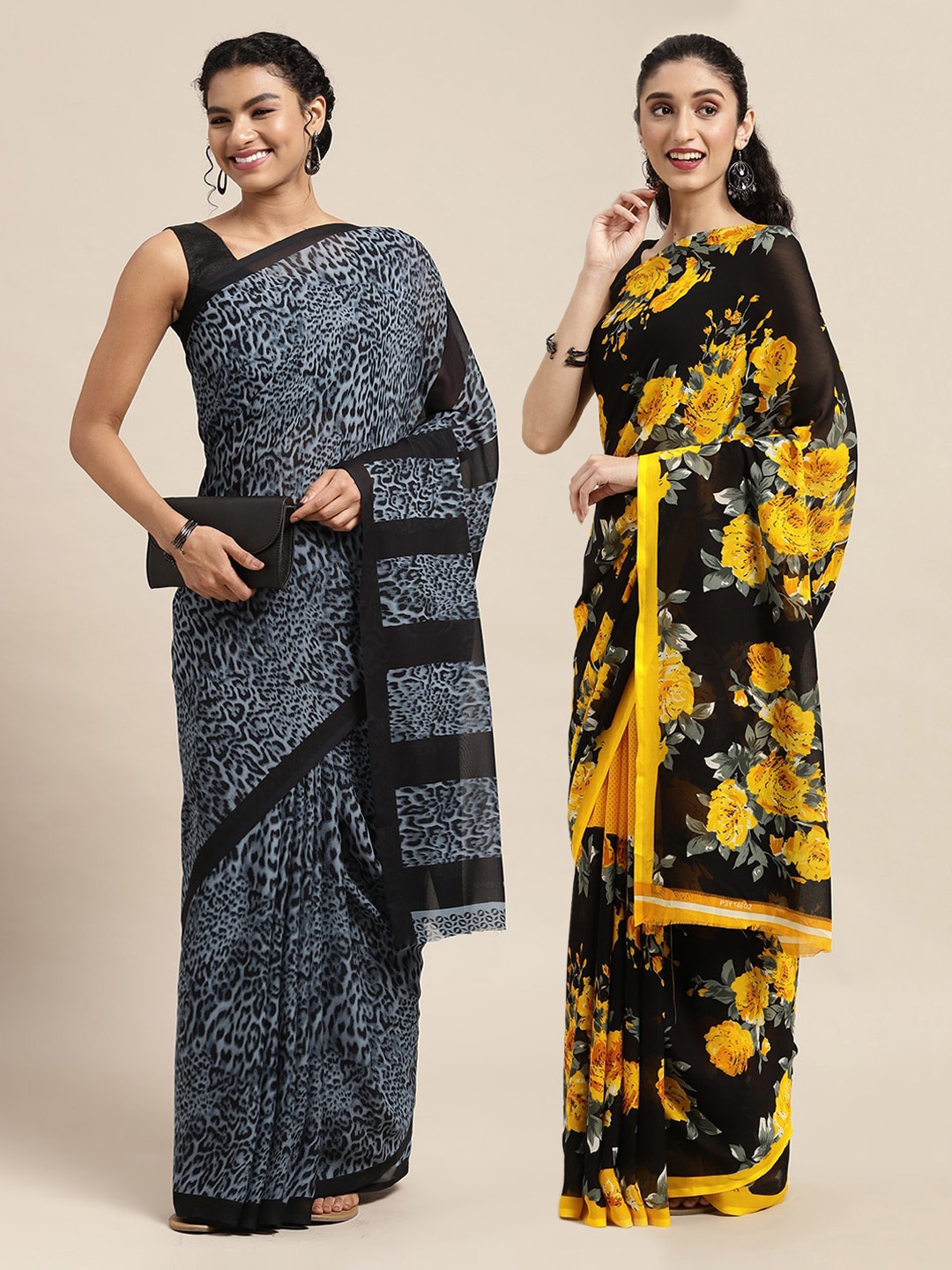

ANAND SAREES Black & Grey Printed Saree