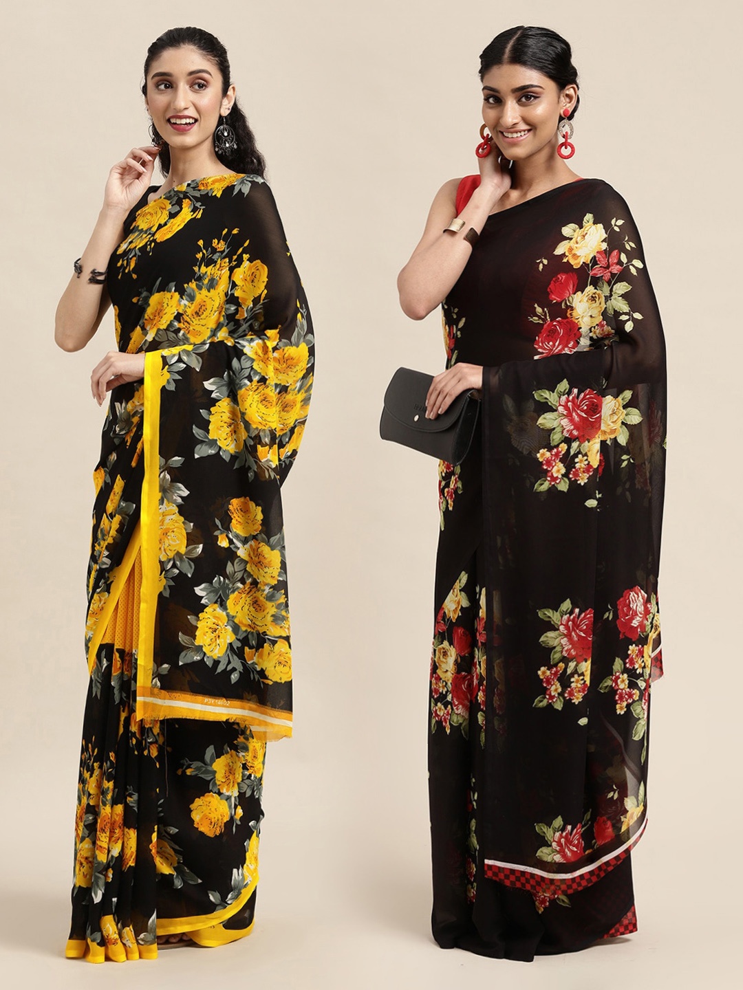 

ANAND SAREES Black Printed Saree