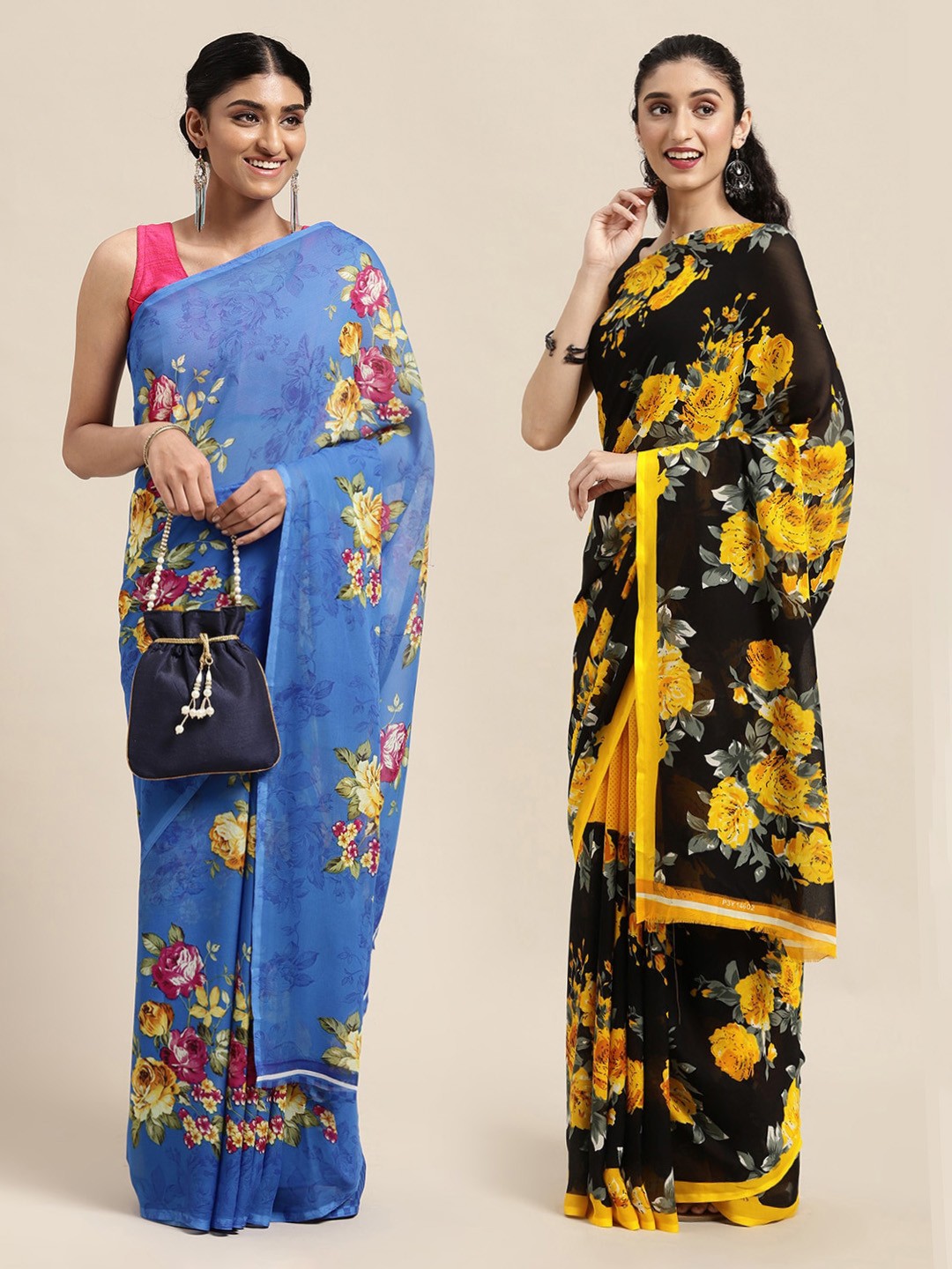 

ANAND SAREES Blue Floral Saree