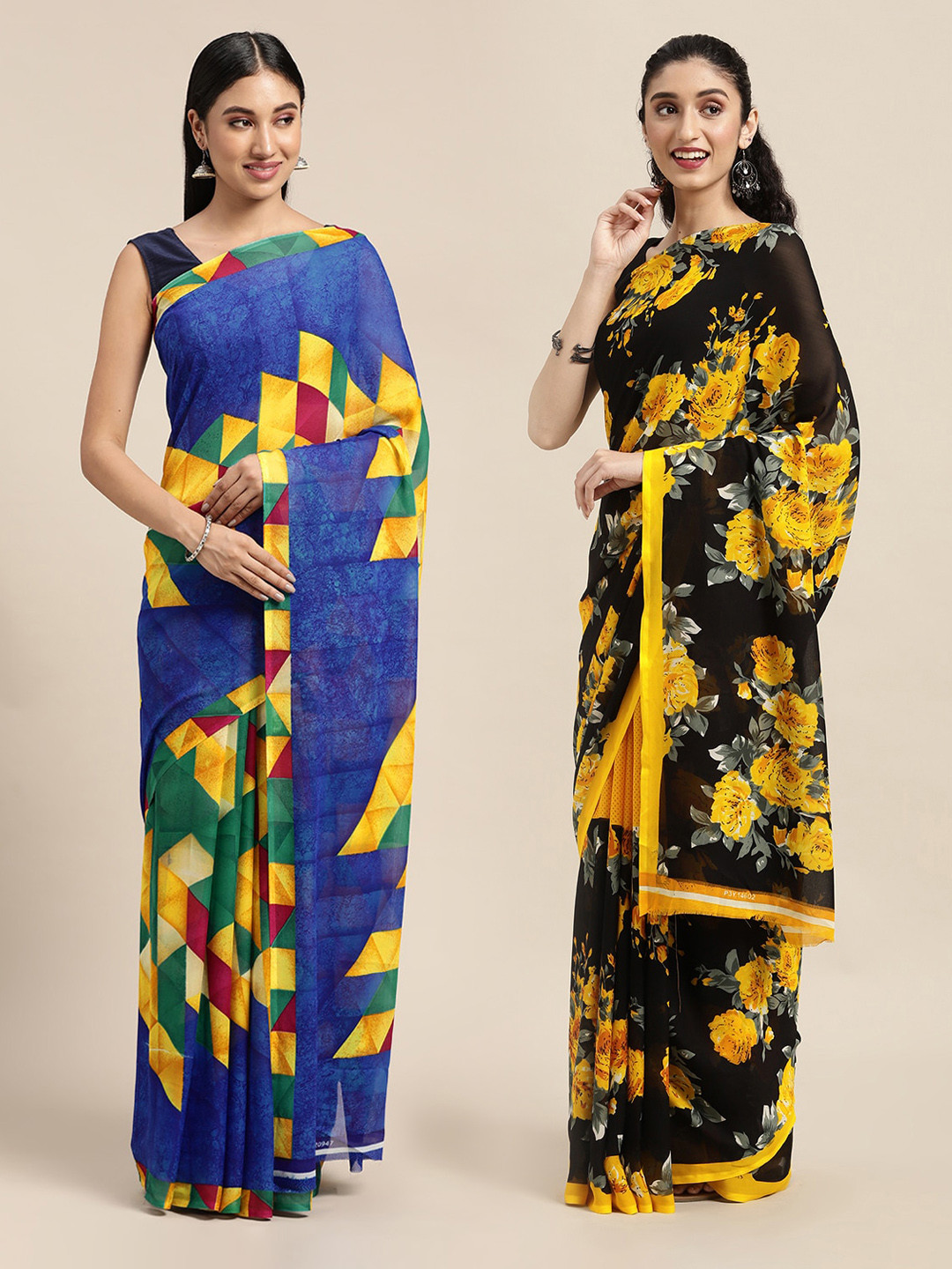 

KALINI Blue & Yellow Saree