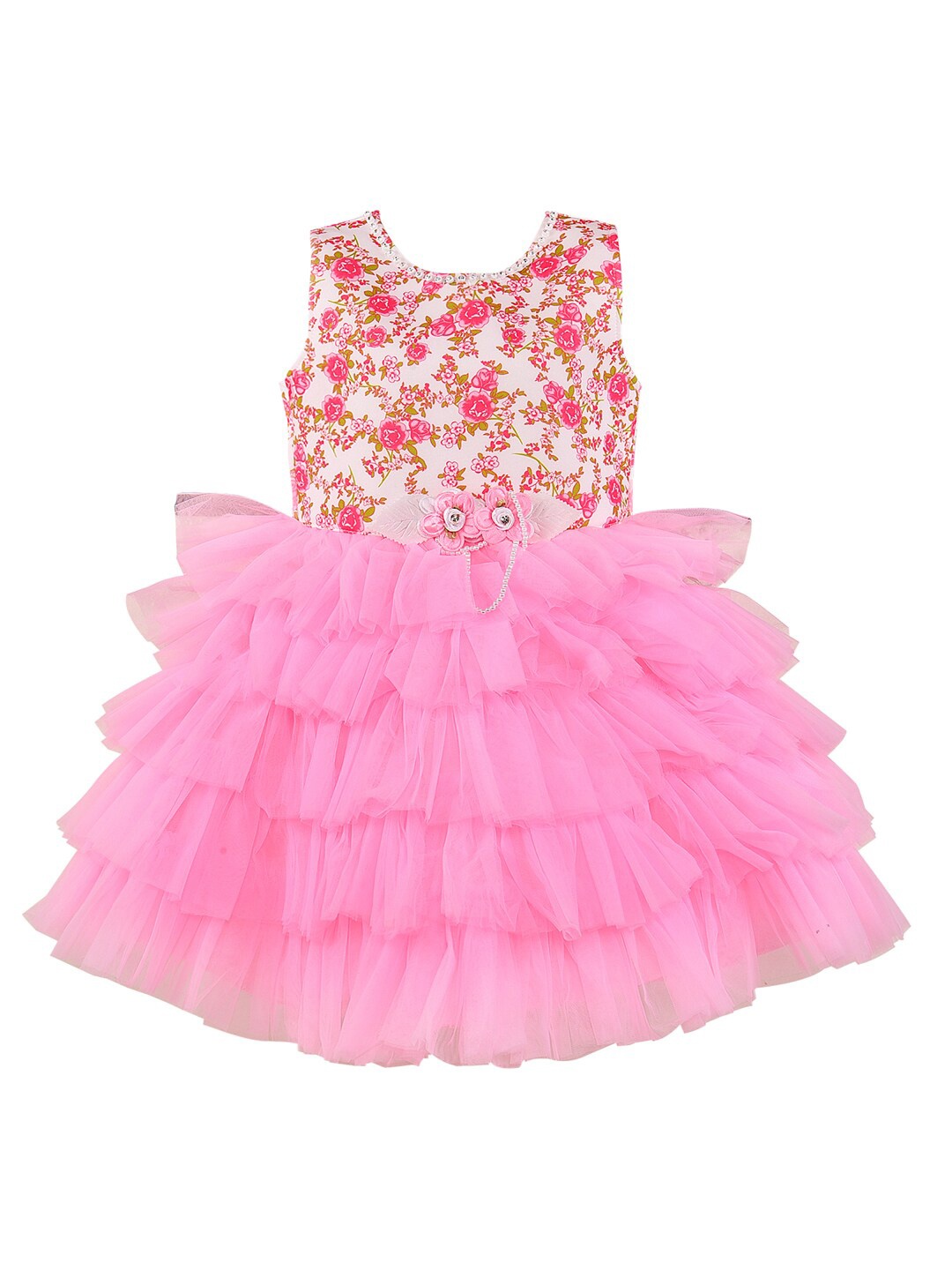 

Wish Karo Pink Floral Net Dress