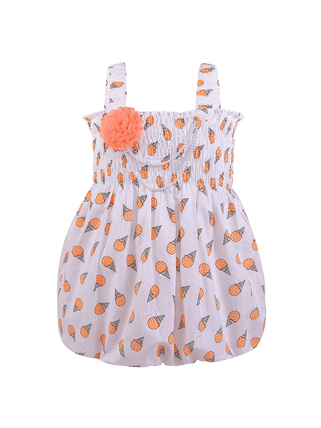 

Wish Karo Girls Orange & White A-Line Dress