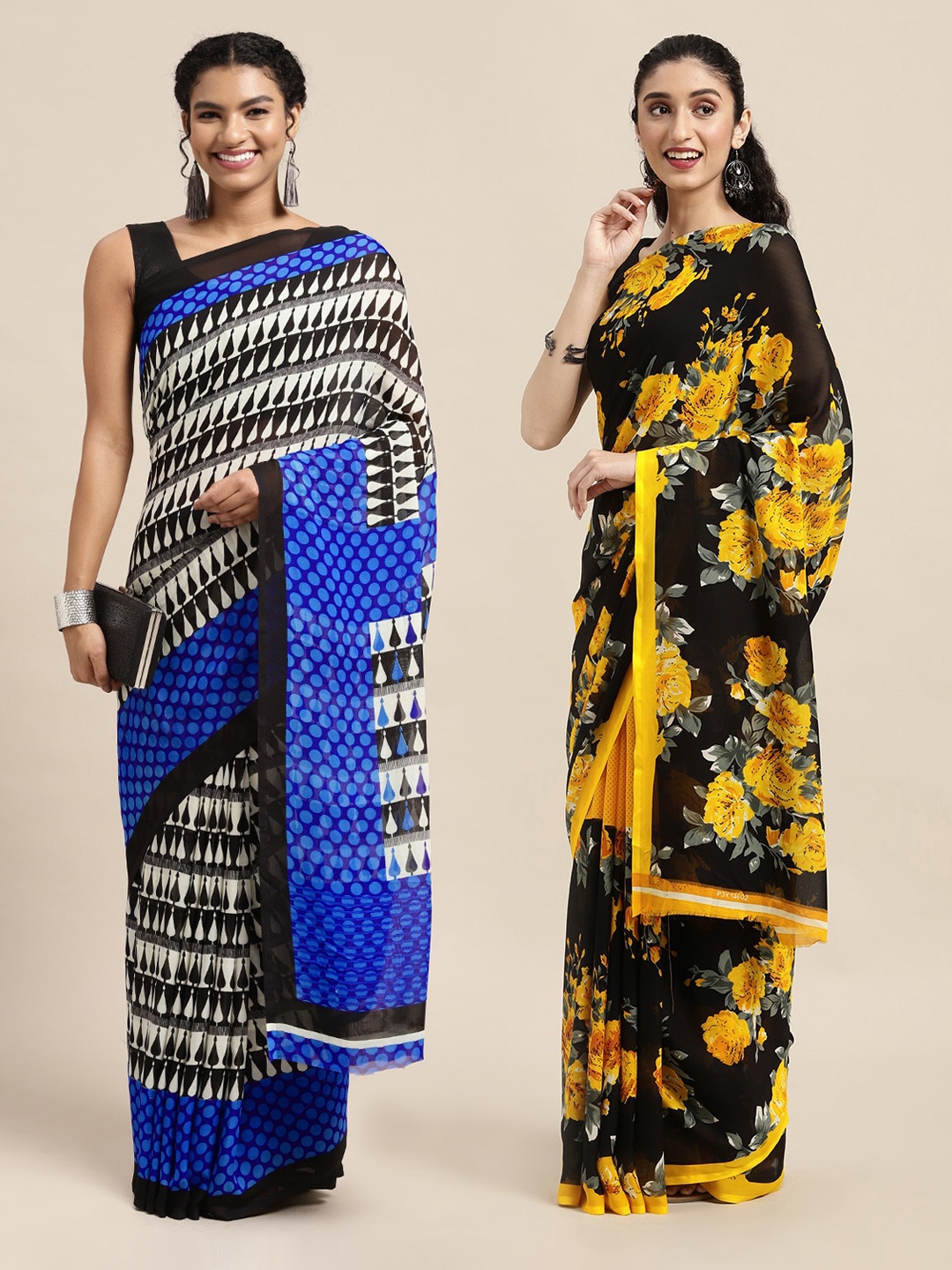 

KALINI Black & White Ethnic Motifs Saree
