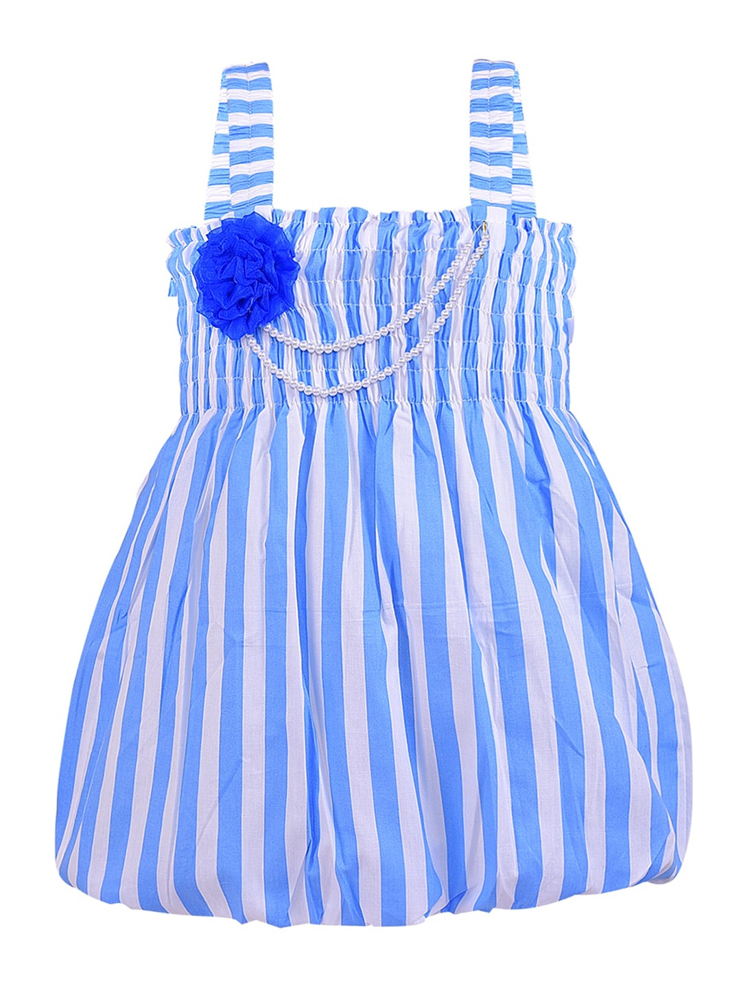 

Wish Karo Girls Blue & White Striped A-Line Dress