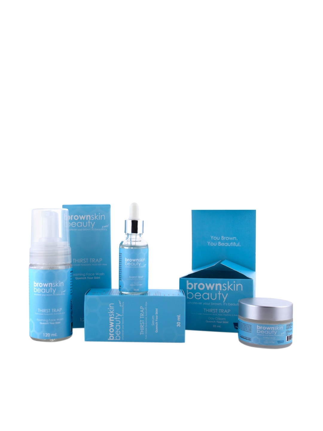 

brownskin beauty Thirst Trap Combo - Face Serum 30ml - Day Cream 50ml - Face Wash 100ml, Blue