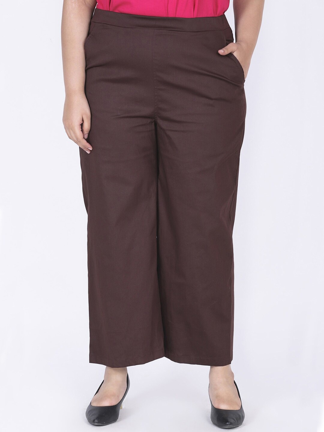 

LastInch Women Brown Comfort Fit Stretch Pants