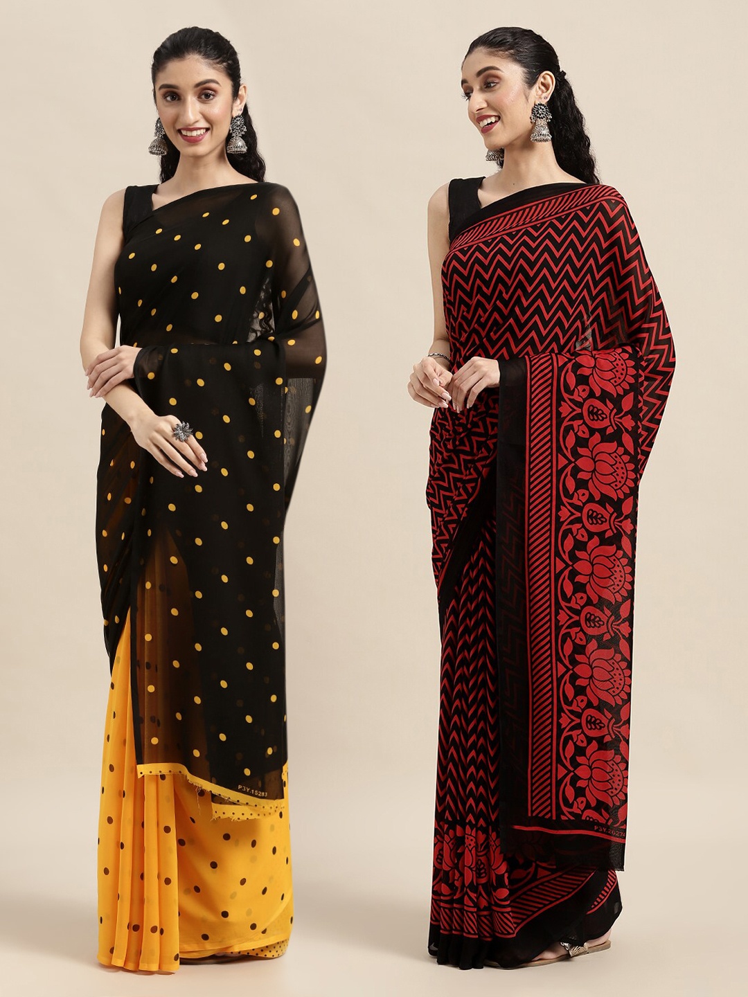 

KALINI Black & Red Saree