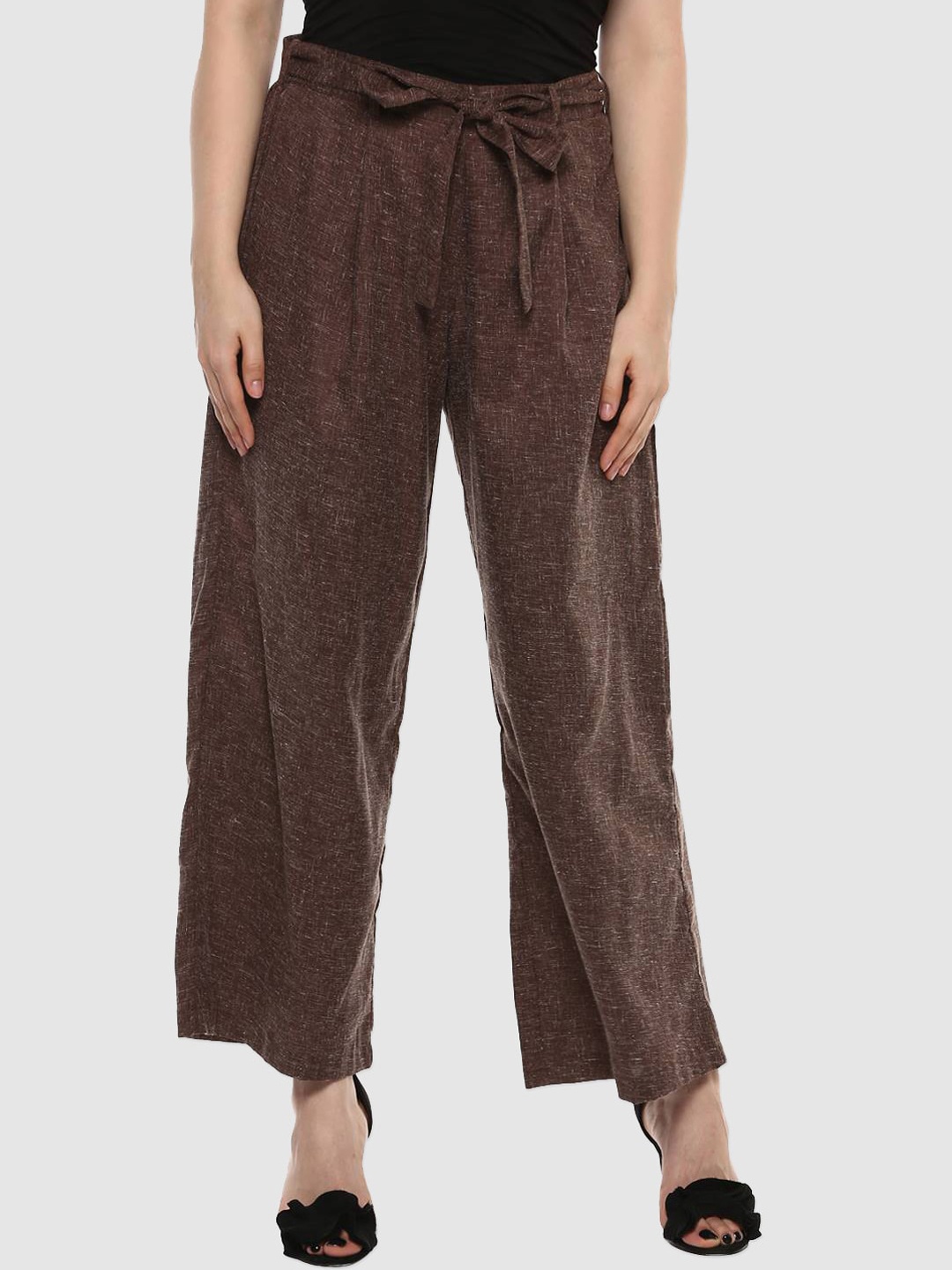 

LastInch Women Brown Linen Trouser