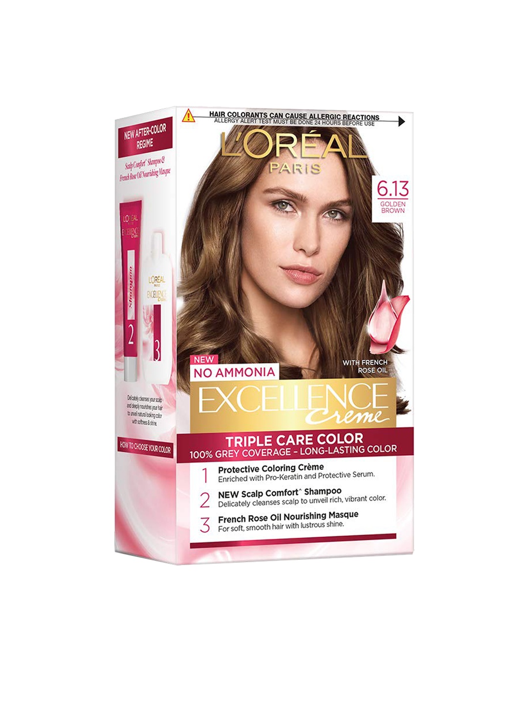 

LOREAL PARIS Excellence Creme Hair Color with French Rose Oil - Golden Brown 6.13