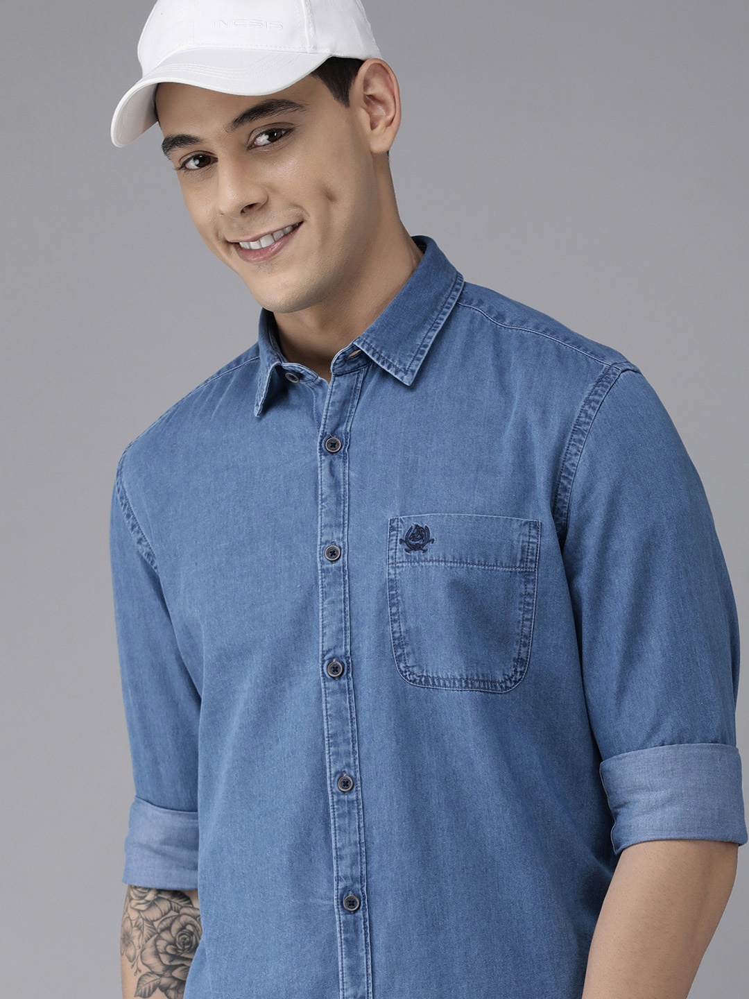 

U.S. Polo Assn. Denim Co. Denim Co Men Blue Slim Tapered Fit Casual Shirt