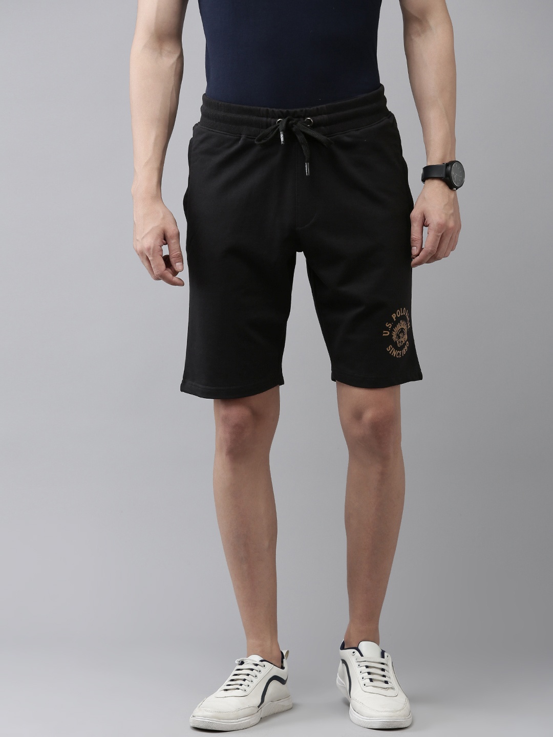 

U.S. Polo Assn. Denim Co. Men Solid Mid Rise Shorts, Black