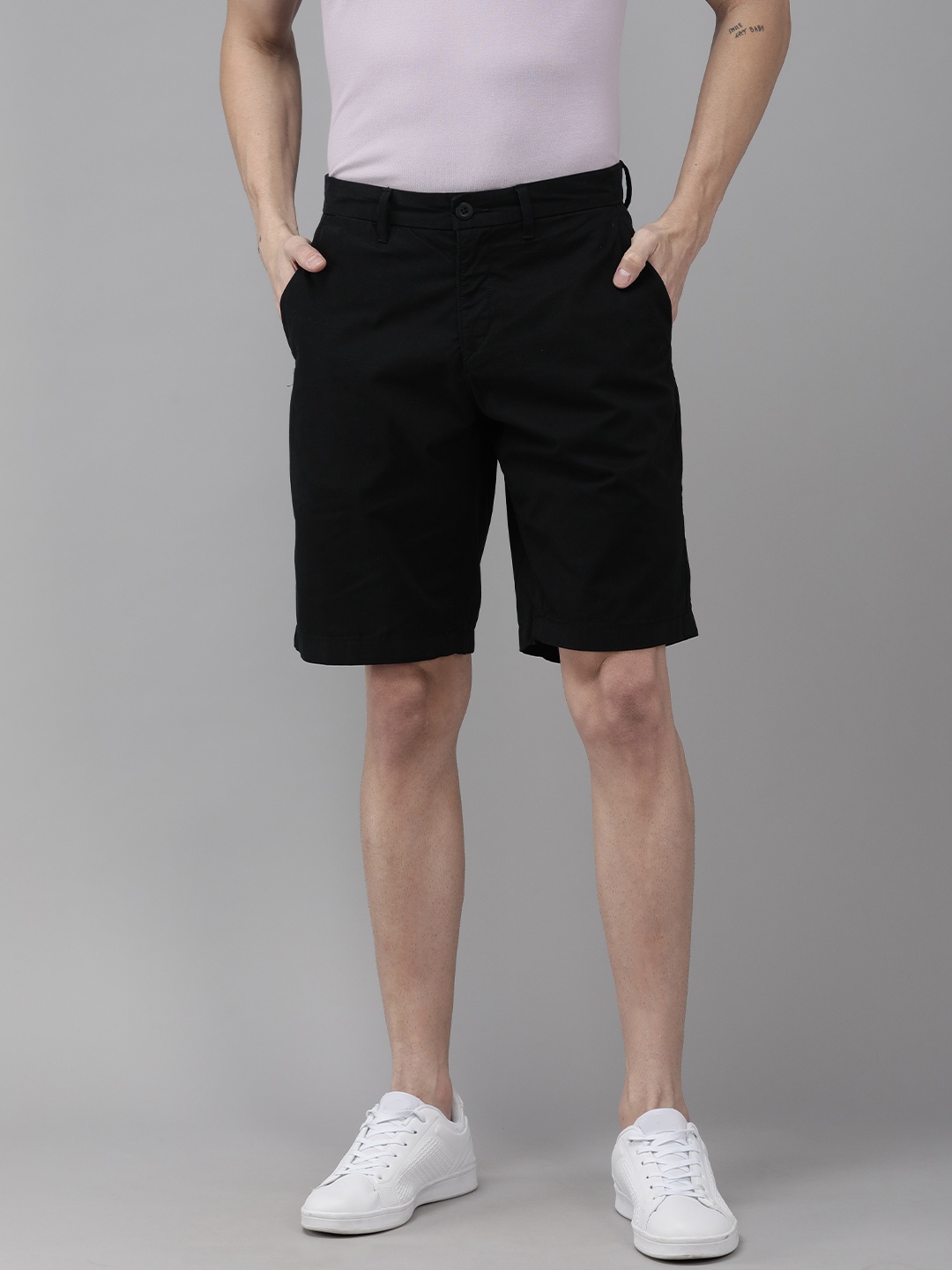 

U S Polo Assn Men Black Slim Fit Pure Cotton Chino Shorts