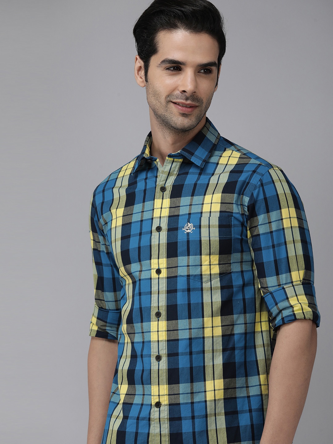 

U S Polo Assn Men Multicoloured Checks Slim Fit Pure Cotton Casual Shirt, Multi