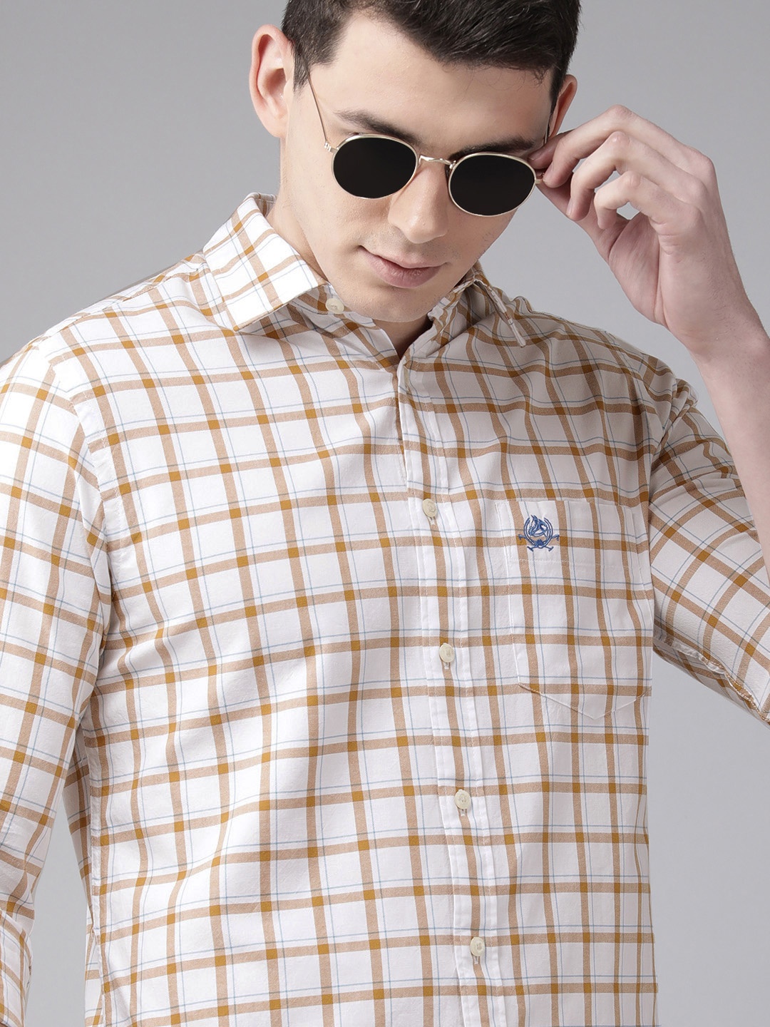 

U.S. Polo Assn. Men White Tailored Fit Checked Pure Cotton Casual Shirt
