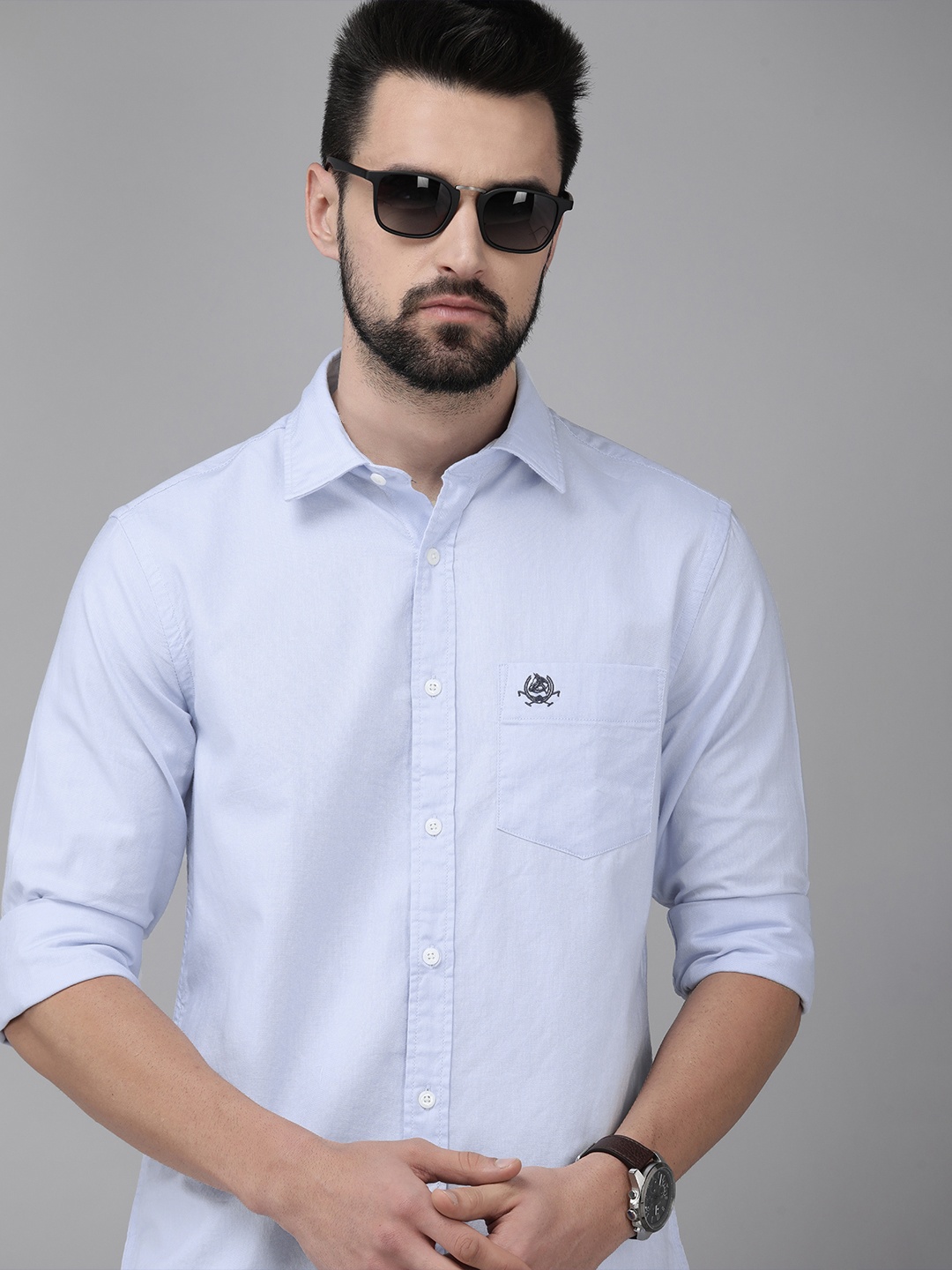 

U S Polo Assn Men Blue Tailored Fit Casual Pure Cotton Shirt