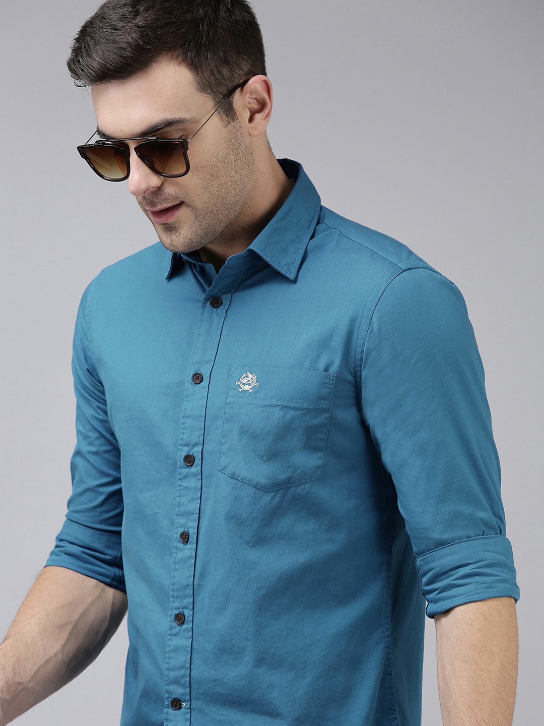 

U S Polo Assn Men Blue Slim Fit Pure Cotton Casual Shirt