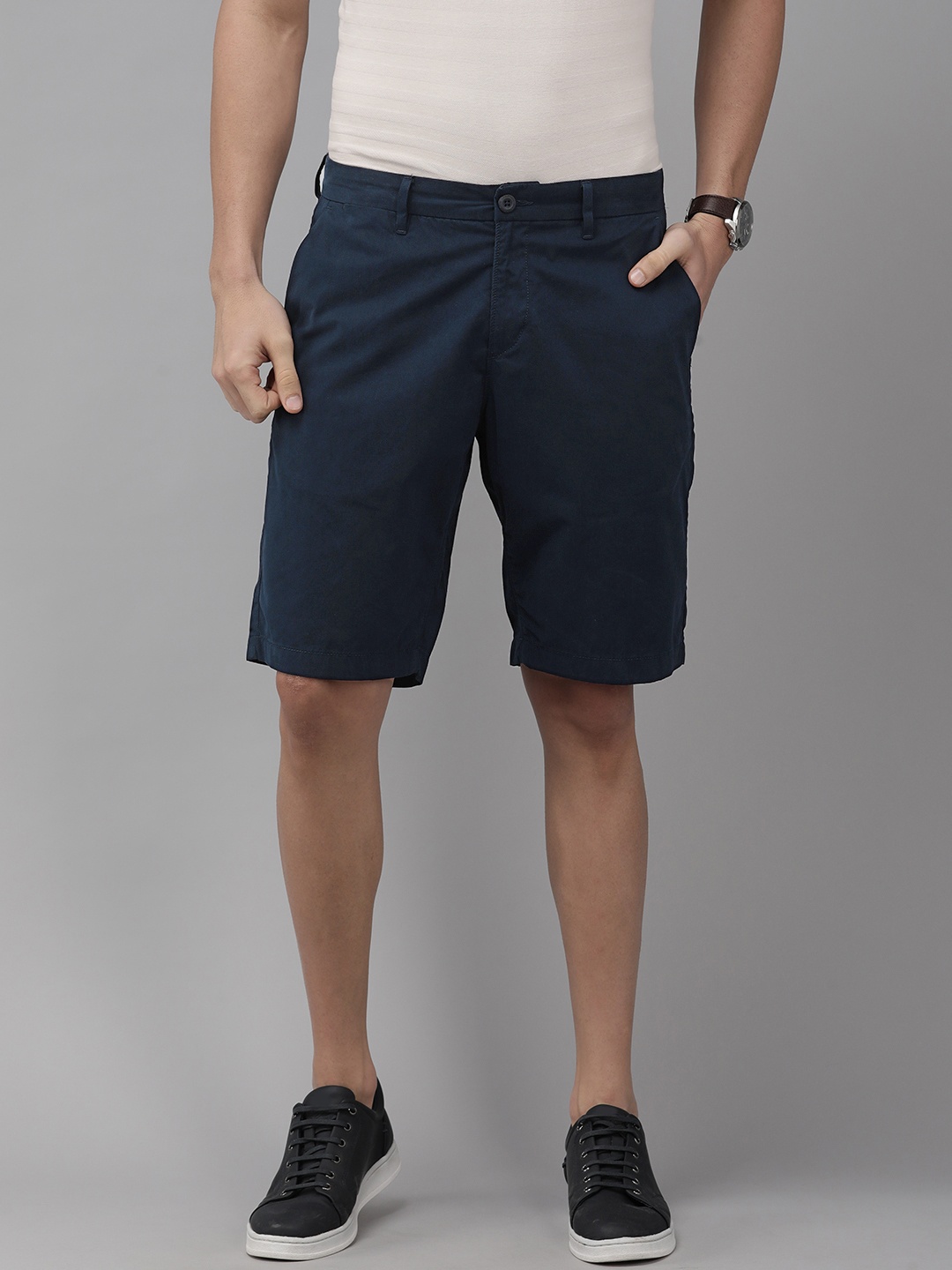 

U S Polo Assn Men Navy Blue Slim Fit Pure Cotton Chino Shorts