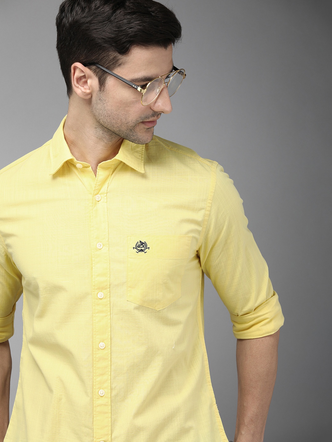 

U S Polo Assn Men Yellow Tailored Fit Pure Cotton Casual Shirt