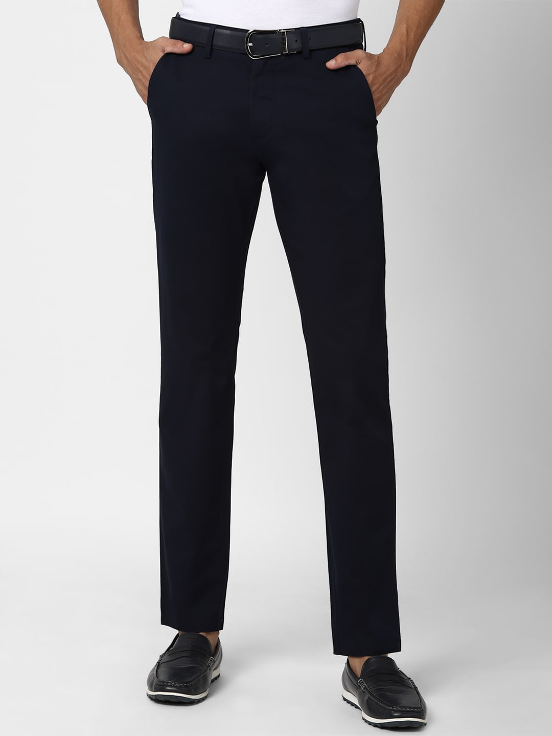 

Peter England Casuals Men Navy Blue Slim Fit Trousers