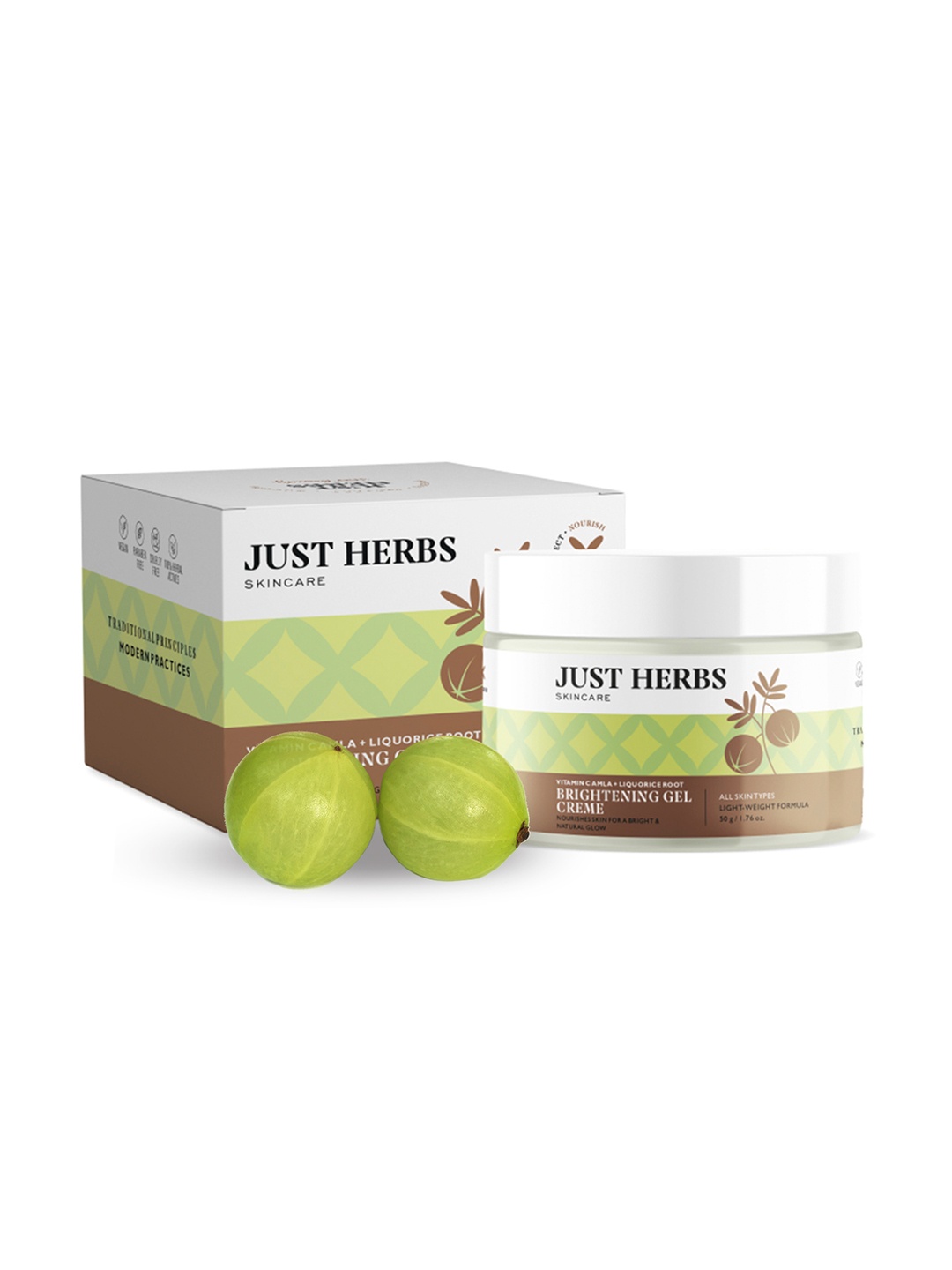 

Just Herbs Vitamin C Amla + Liquorice Brightening Gel Creme - 50 g, White