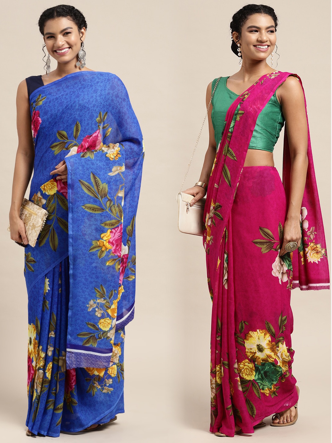 

KALINI Women Pack Of 2 Printed Sarees, Blue