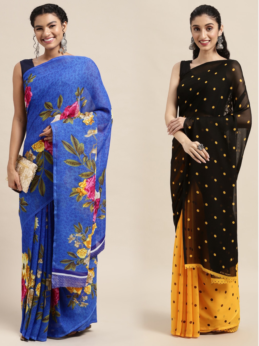 

KALINI Women Pack Of 2 Printed Sarees, Blue