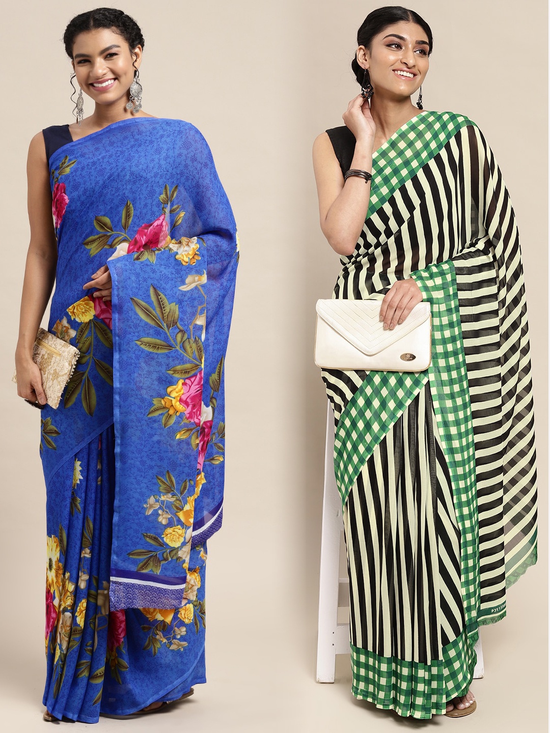

KALINI Women Pack Of 2 Printed Sarees, Blue