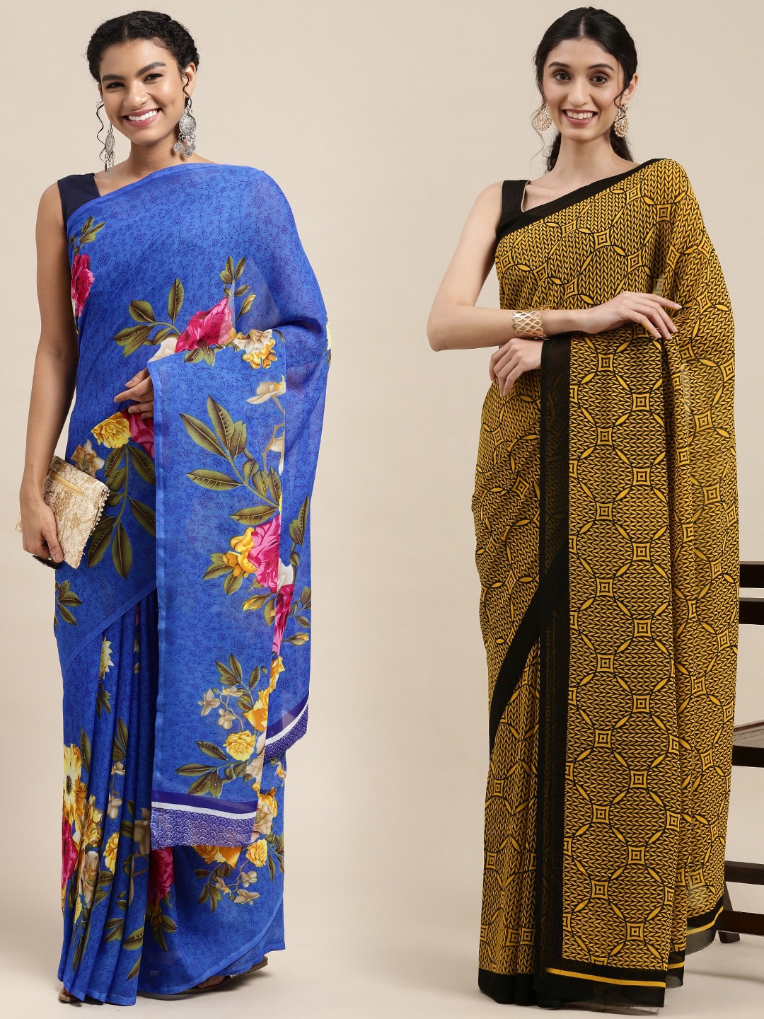 

KALINI Women Pack Of 2 Printed Sarees, Blue