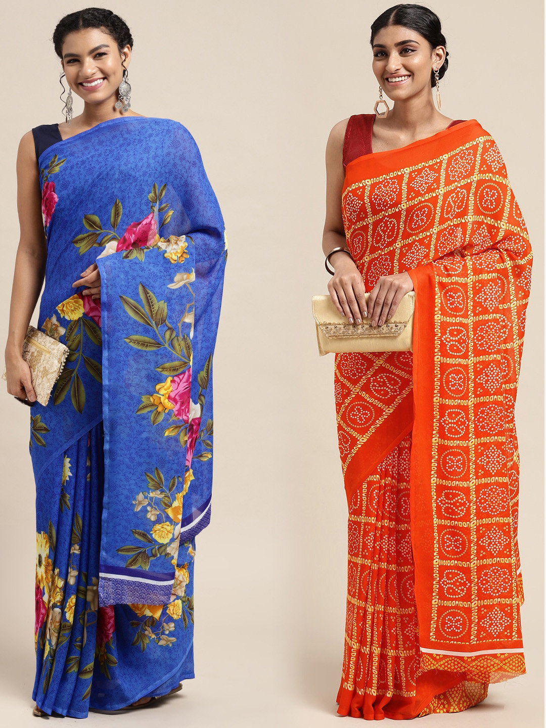

KALINI Women Pack Of 2 Printed Sarees, Blue