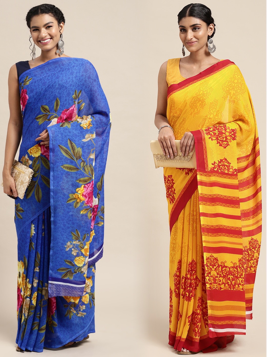 

KALINI Women Pack Of 2 Printed Sarees, Blue
