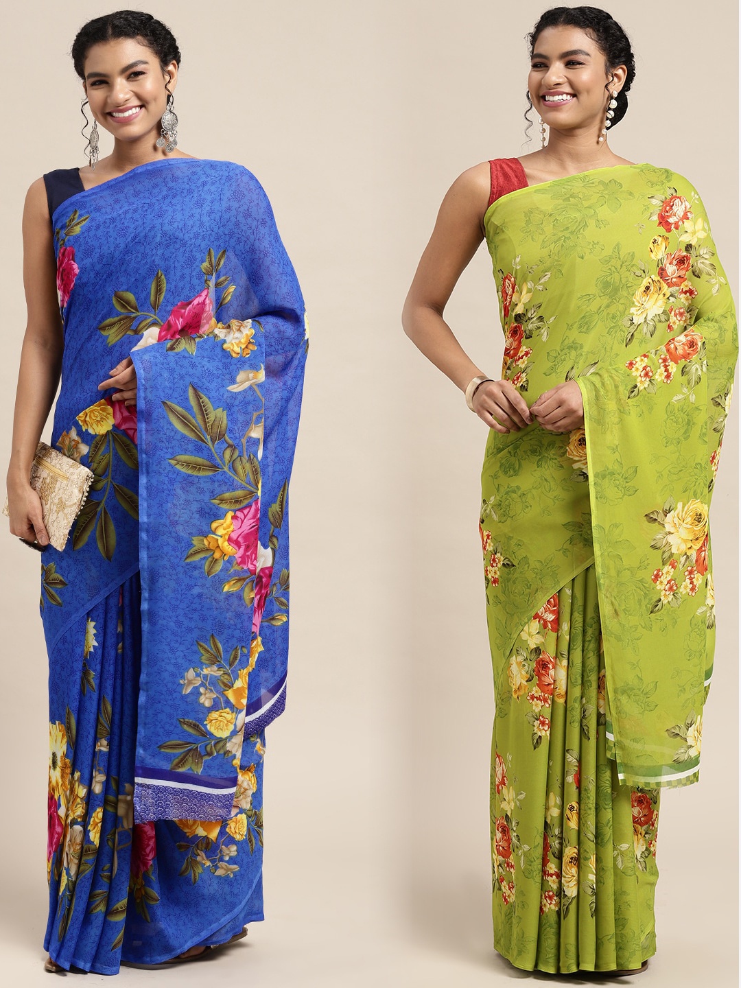 

KALINI Women Pack Of 2 Printed Sarees, Blue
