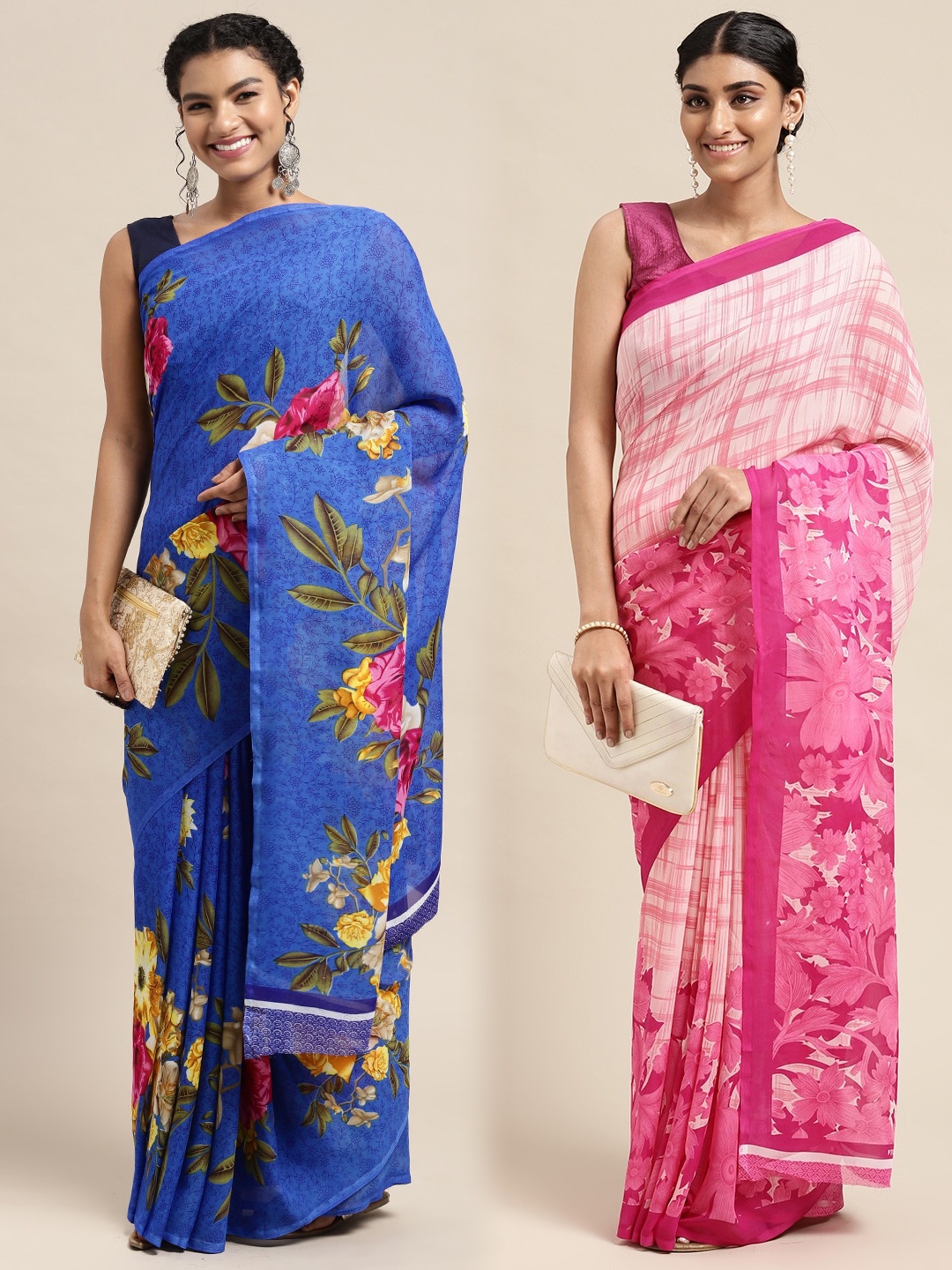 

KALINI Women Pack Of 2 Printed Sarees, Blue