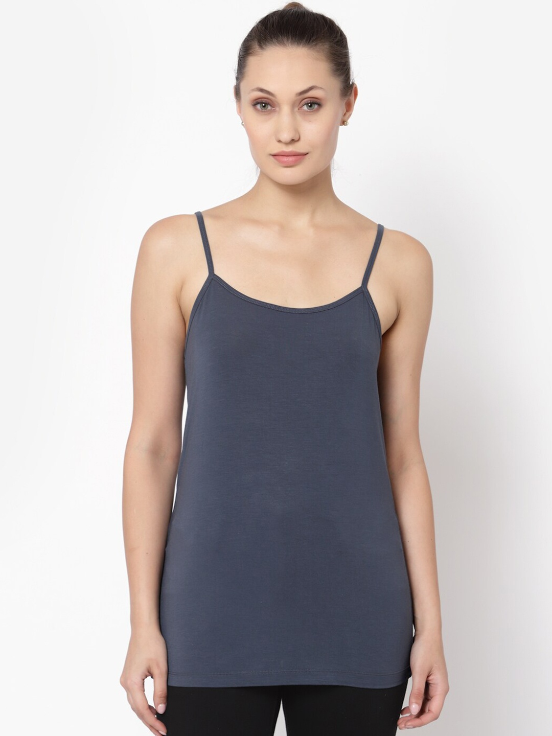 

YOONOY Women Charcoal Grey Solid Cotton Stretchable Camisole