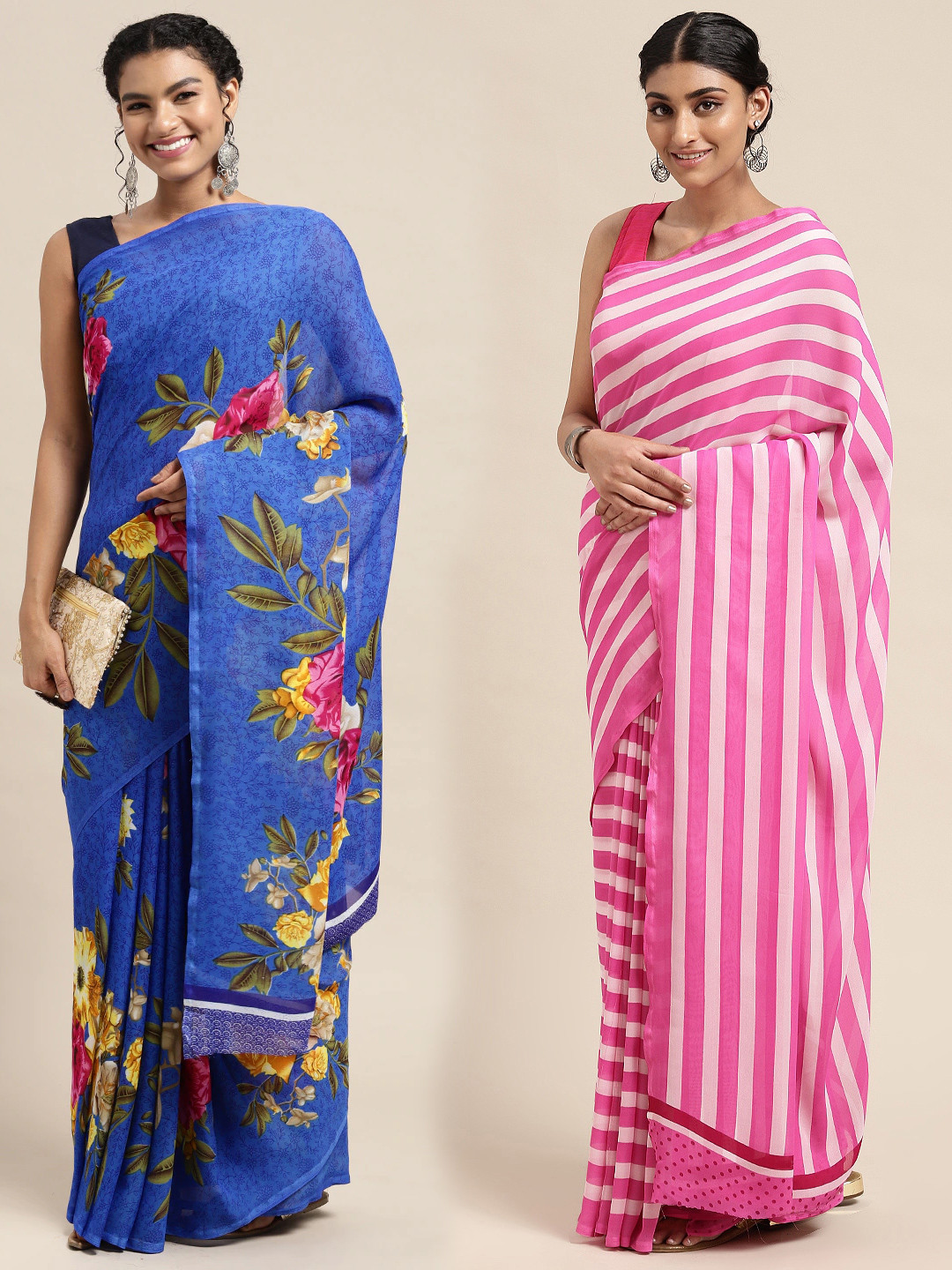 

KALINI Women Pack Of 2 Printed Sarees, Blue