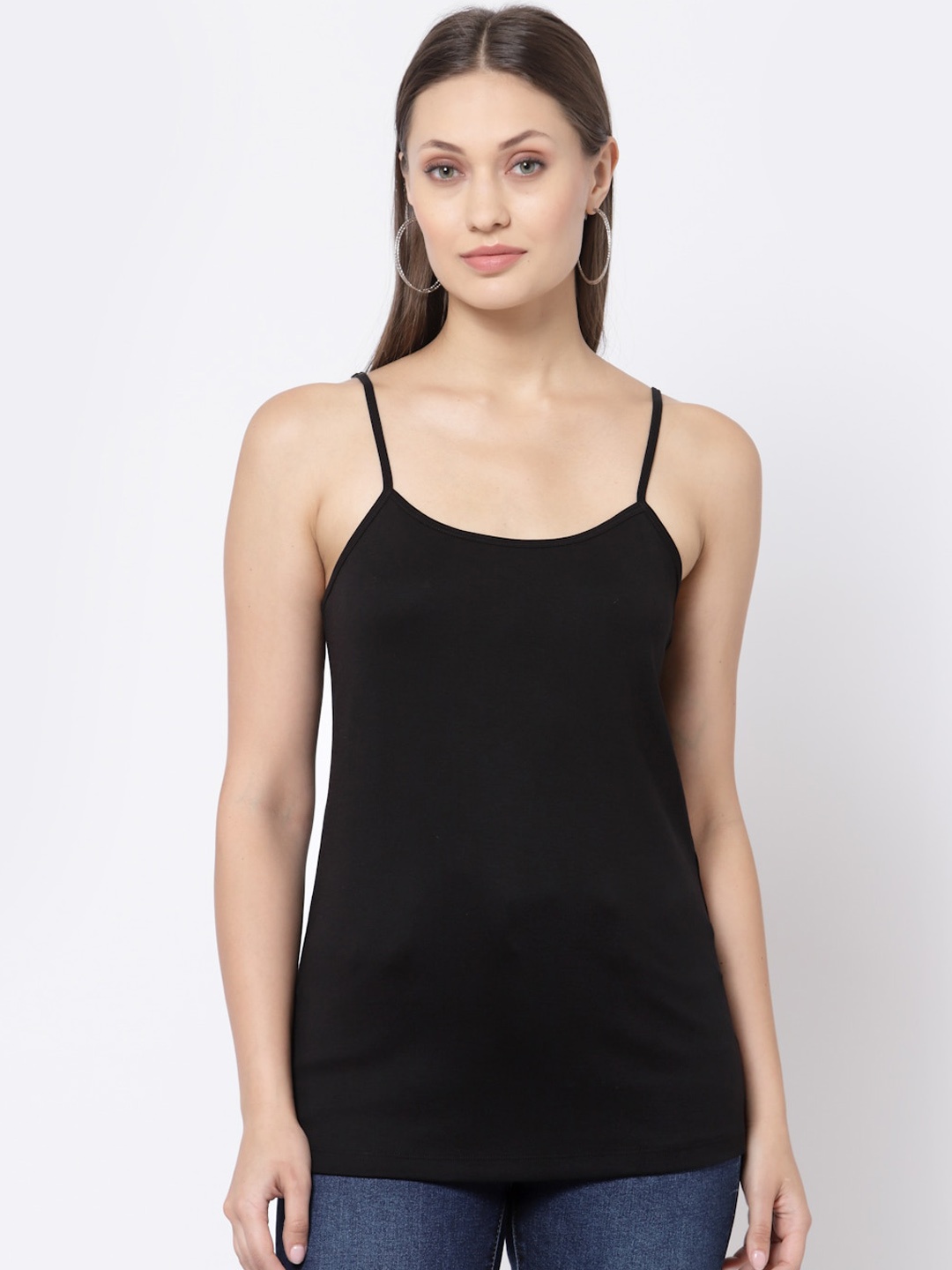

YOONOY Black Solid Stretchable Camisole