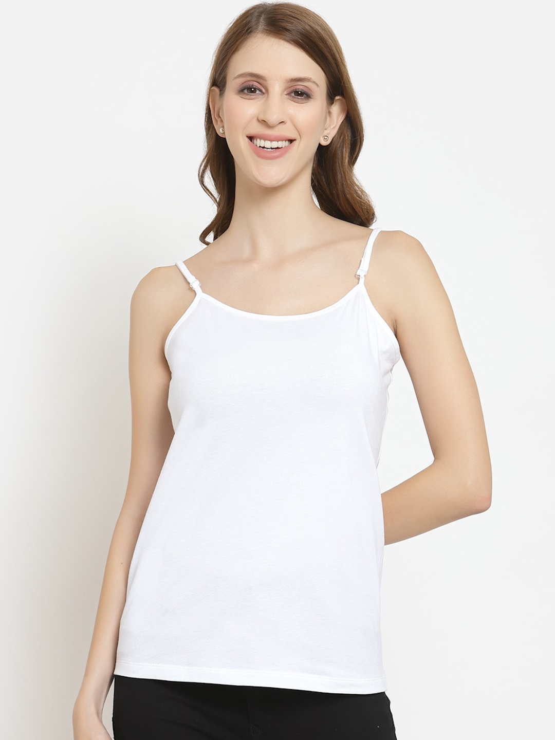 

YOONOY Women White Solid Cotton Stretchable Camisole