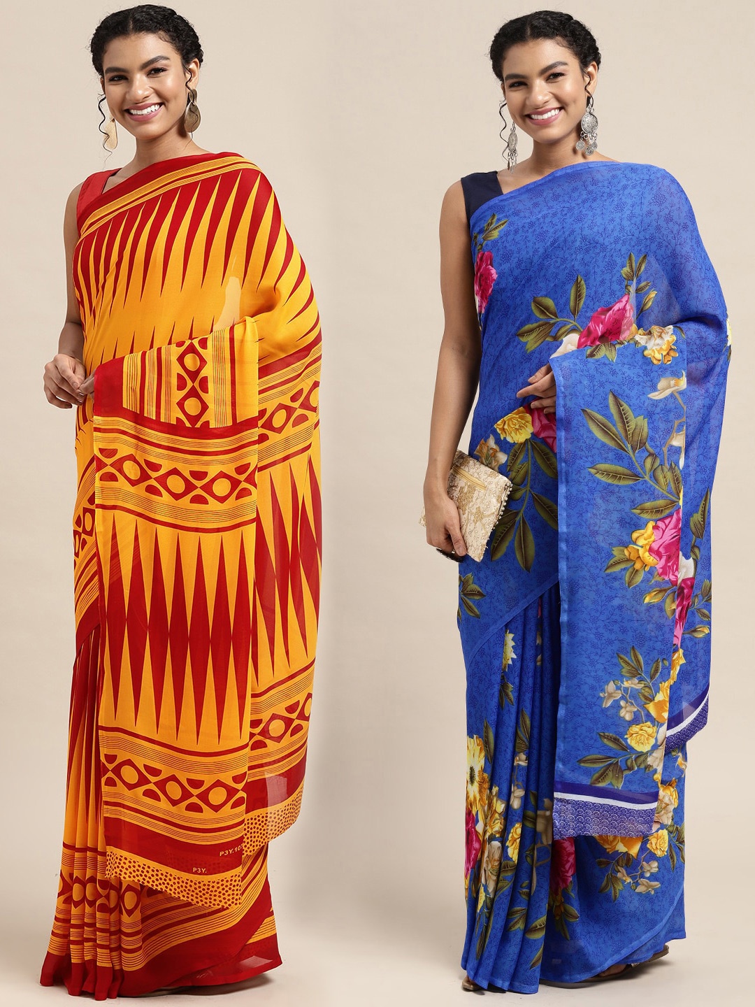 

KALINI Women Pack Of 2 Printed Sarees, Blue