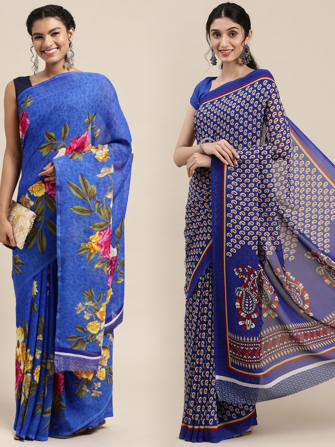 

KALINI Women Pack Of 2 Printed Sarees, Blue