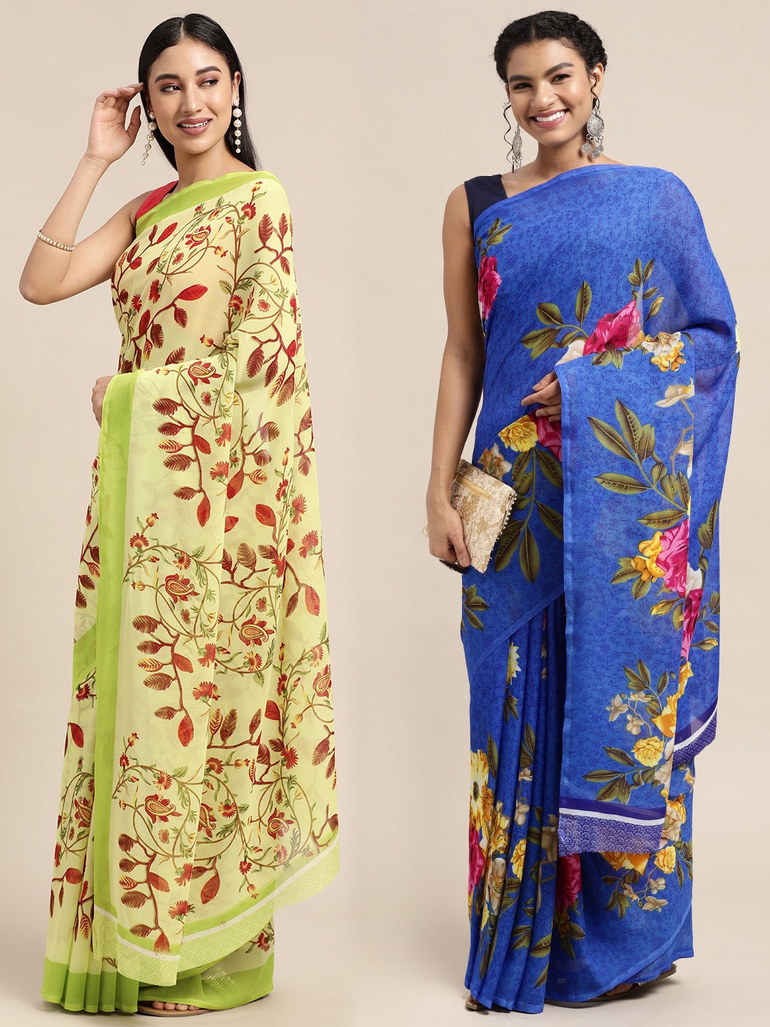 

KALINI Women Pack Of 2 Printed Sarees, Blue