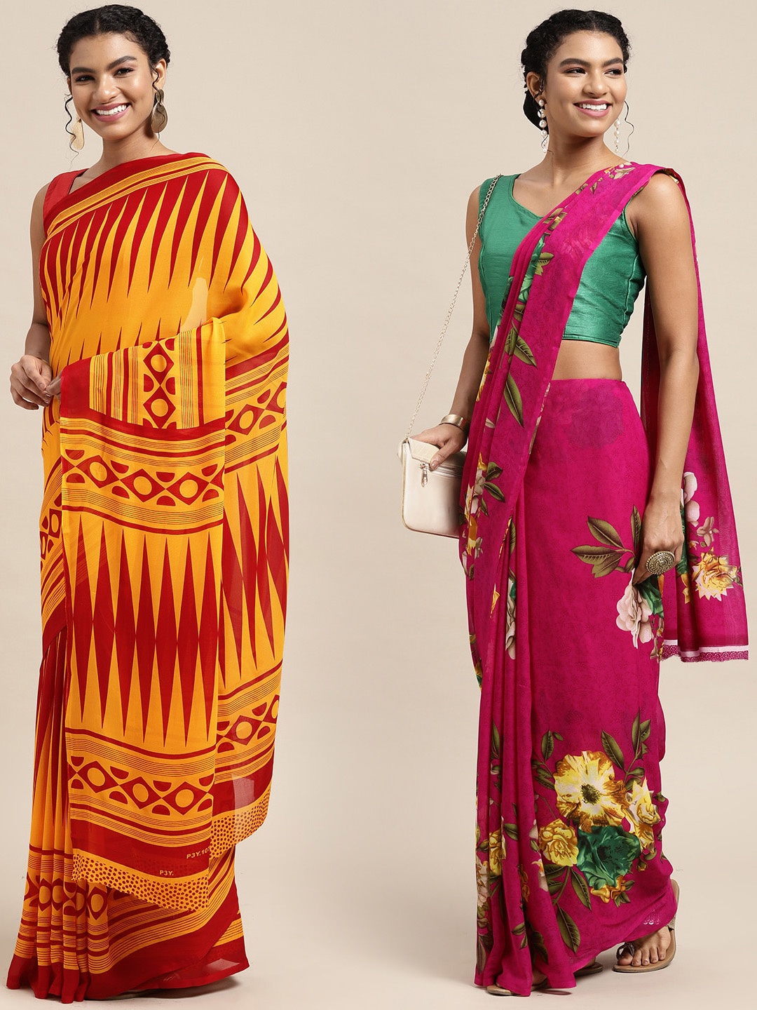 

KALINI Women Pack Of 2 Printed Sarees, Magenta