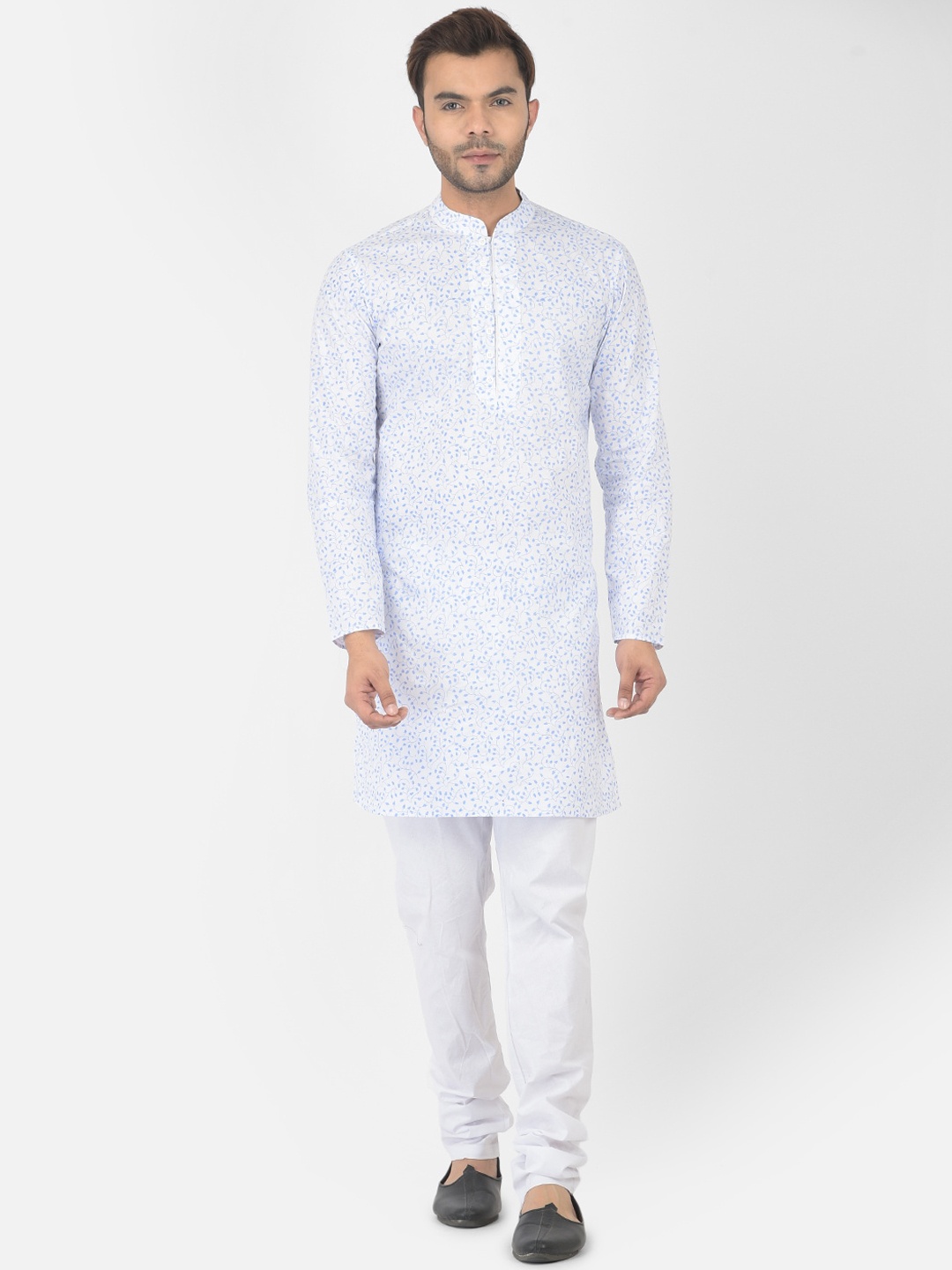 

DEYANN Men White Pure Cotton Kurta with Churidar