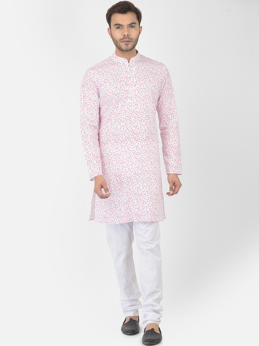 

DEYANN Men White Pure Cotton Kurta with Churidar