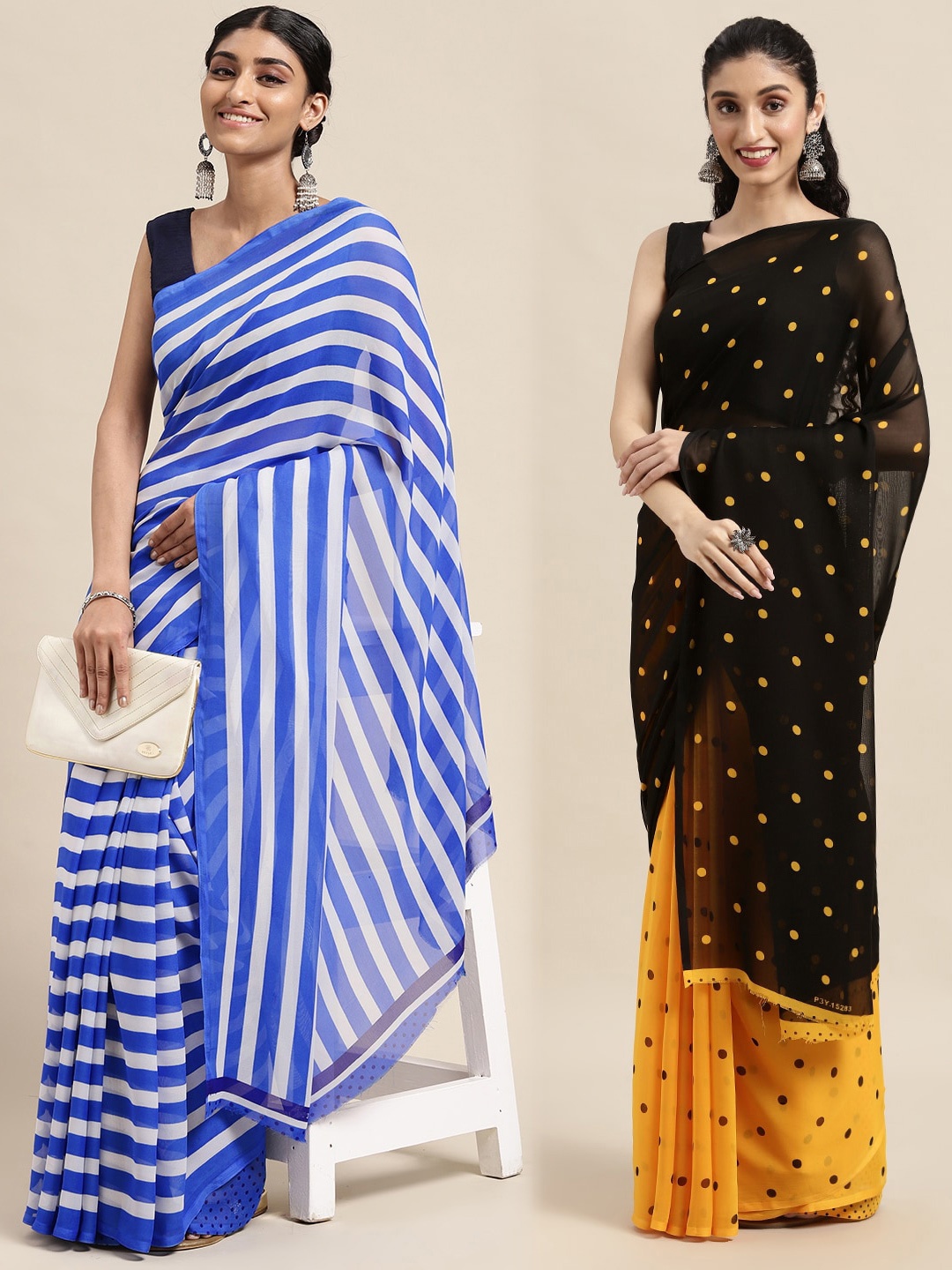 

ANAND SAREES Women Pack Of 2 Printed Sarees, White